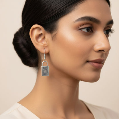 Kalash Kamal Jhumka earring (Light Orange)&The Vault dangler earrings (Silver) Combo set