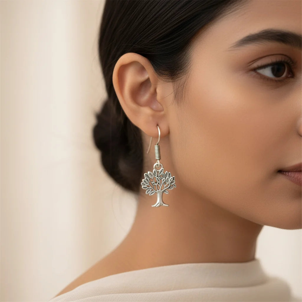 Kalash Kamal earring  Roots of elegance dangler earrings (Silver) Combo set
