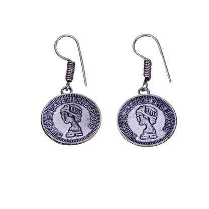 Royal Triple Bell Layered Jhumka Earring (Dark Maroon) Crown Jewel dangler earrings (Silver) Combo set