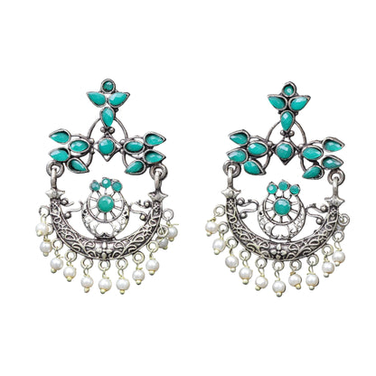 Carved Charm Dangler earrings (Green)