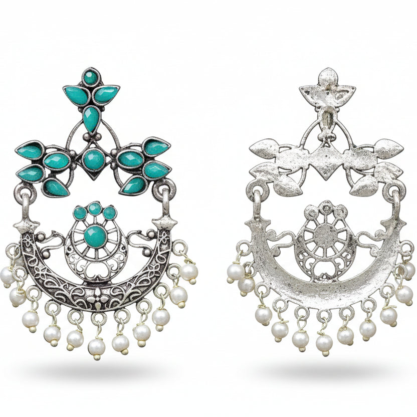 Carved Charm Dangler earrings (Green)