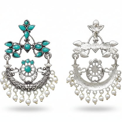 Carved Charm Dangler earrings (Green)