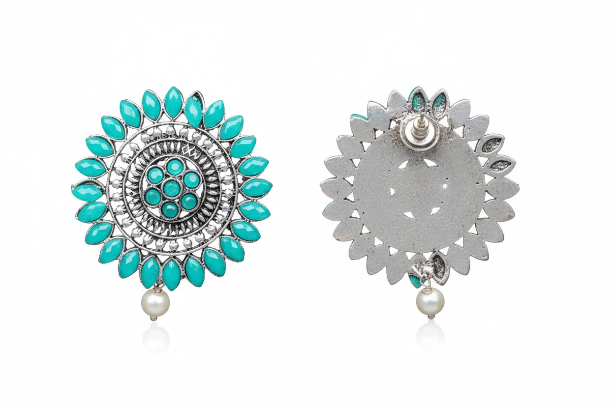 Traditional twish stud earring (Green)