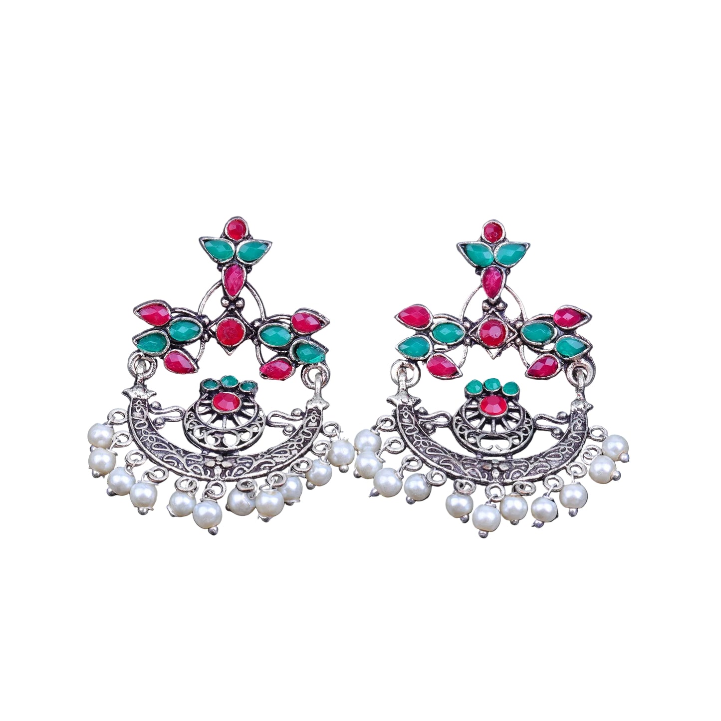 Carved Charm Dangler earrings (Multicolored)