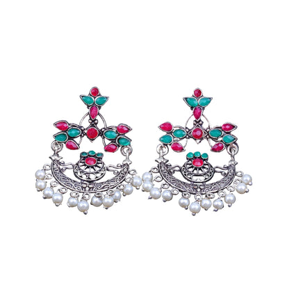 Carved Charm Dangler earrings (Multicolored)