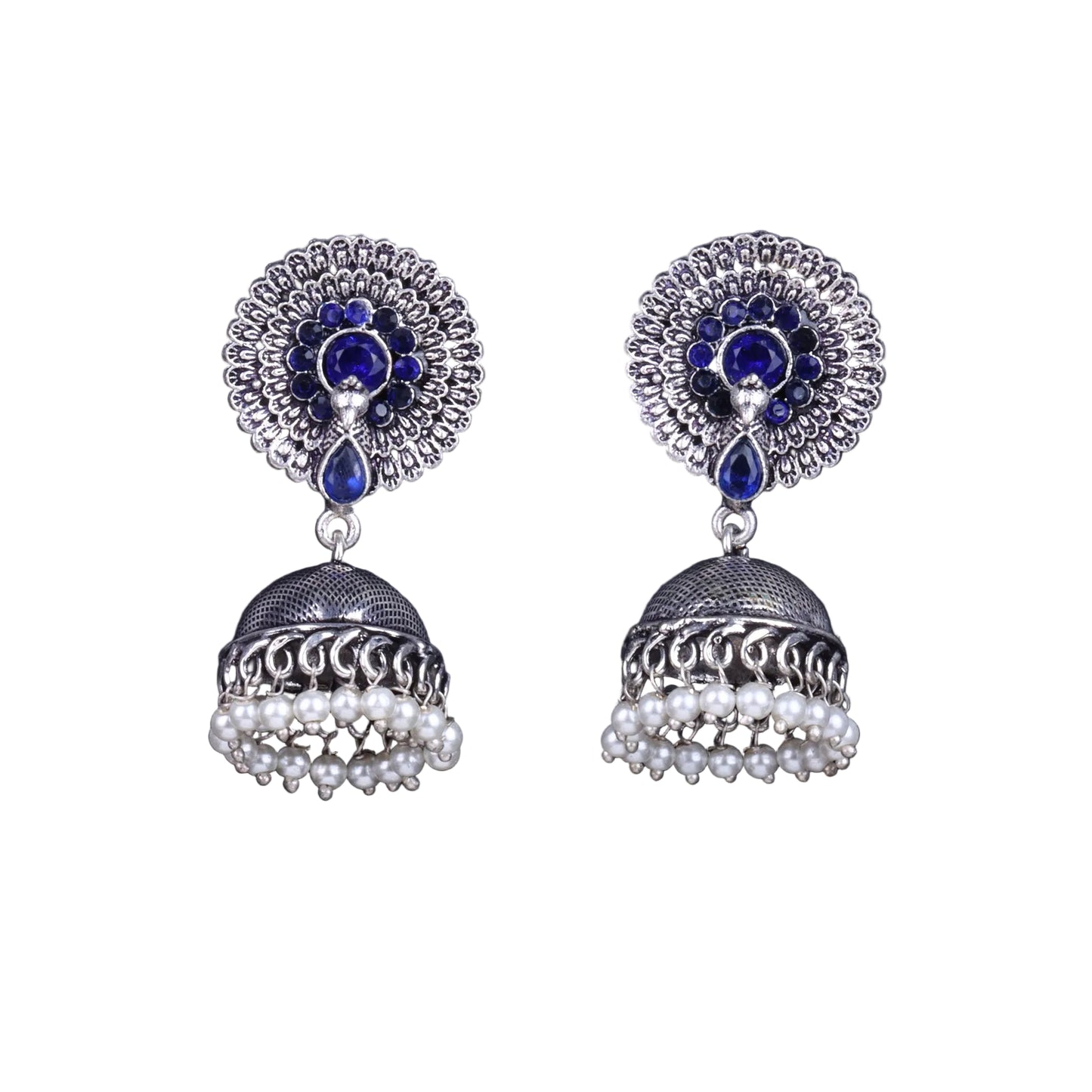 Evergreen jhumka earrings (Blue)
