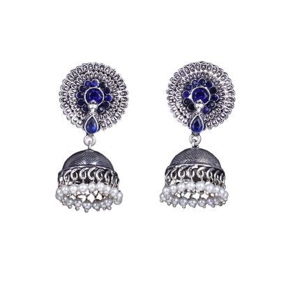 Evergreen jhumka earrings (Blue)