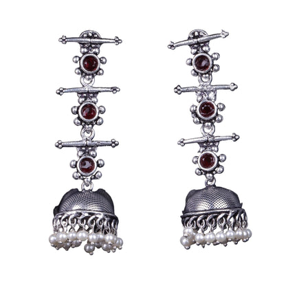 Evergreen earrings (Green) Royal Triple Bell Layered Jhumka Earring (Dark Maroon) Combo set