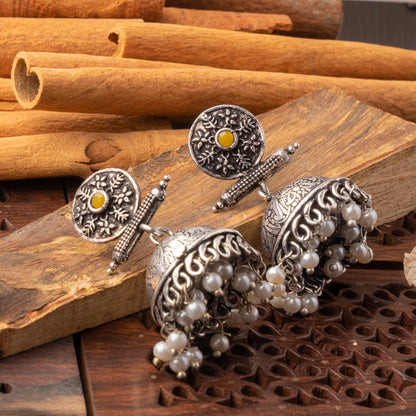 Charmbell jhumka earrings (Yellow)