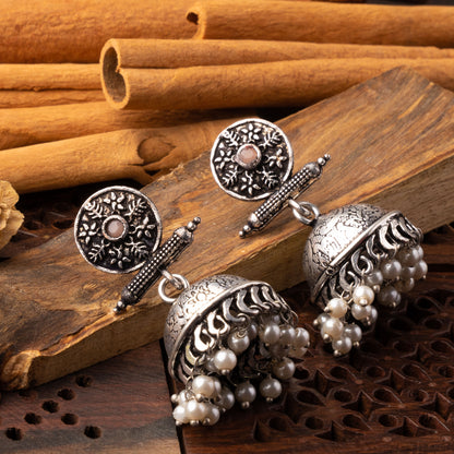 Charmbell jhumka earrings (Light Orange)