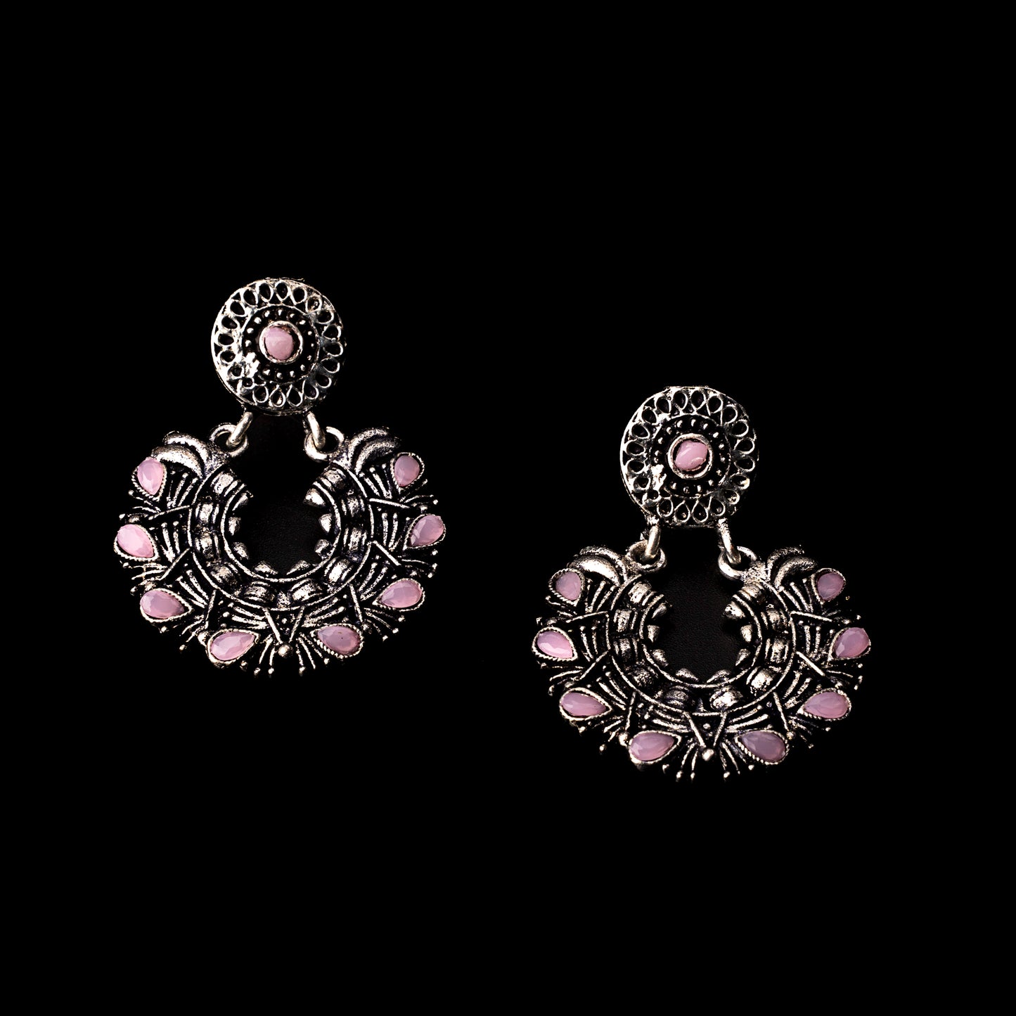 Baby Pink Stone Studded Danglers
