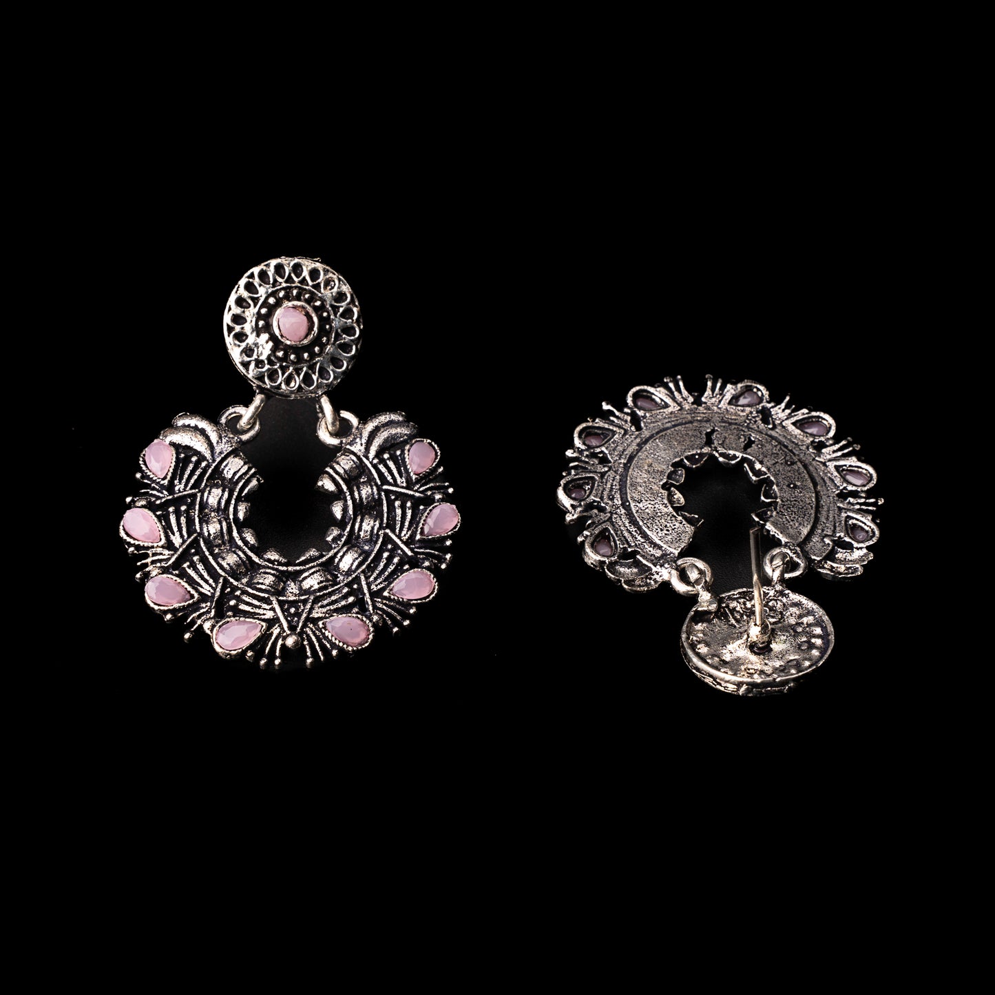 Baby Pink Stone Studded Danglers