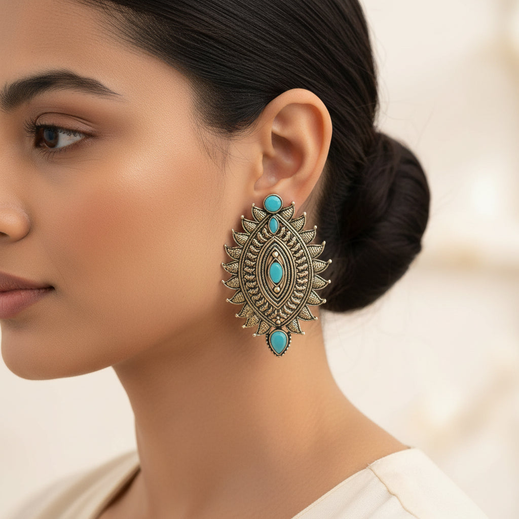Oval drop stud earrings (Mint)