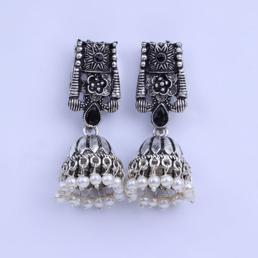 Temple bells jhumki earrings (Black)