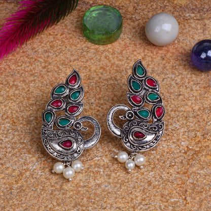 StylishKudi Oxidised Silver Earrings&Chandbali Earrings ComboSet for Women&girl
