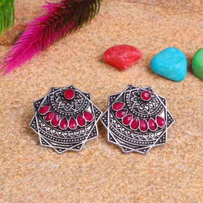 StylishKudi Oxidised Silver Earrings&Chandbali Earrings ComboSet for Women&girl