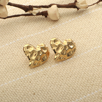 Heart Glow- Golden Stud Earrings