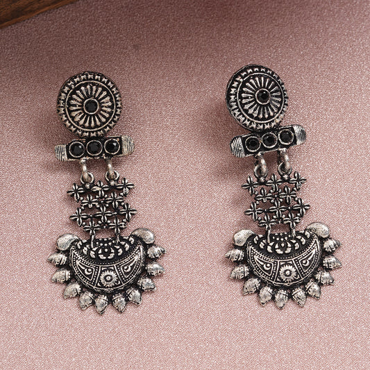 Black Stone Studded Rajwada Style Statement Danglers