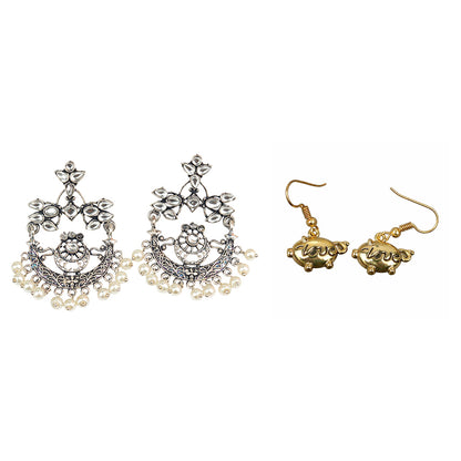 Carved Charm Dangler earrings &  Treasure oink dangler earrings Combo set
