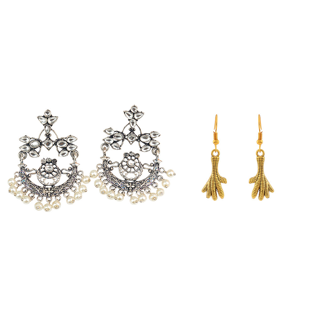 Carved Charm Dangler earrings &  Talon twist dangler earrings Combo set