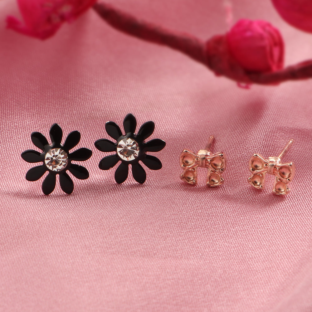 Floral Tie- Combo stud earrings