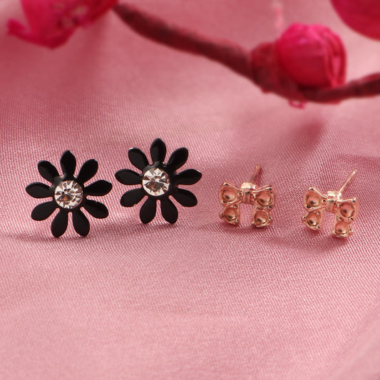 Floral Tie- Combo stud earrings
