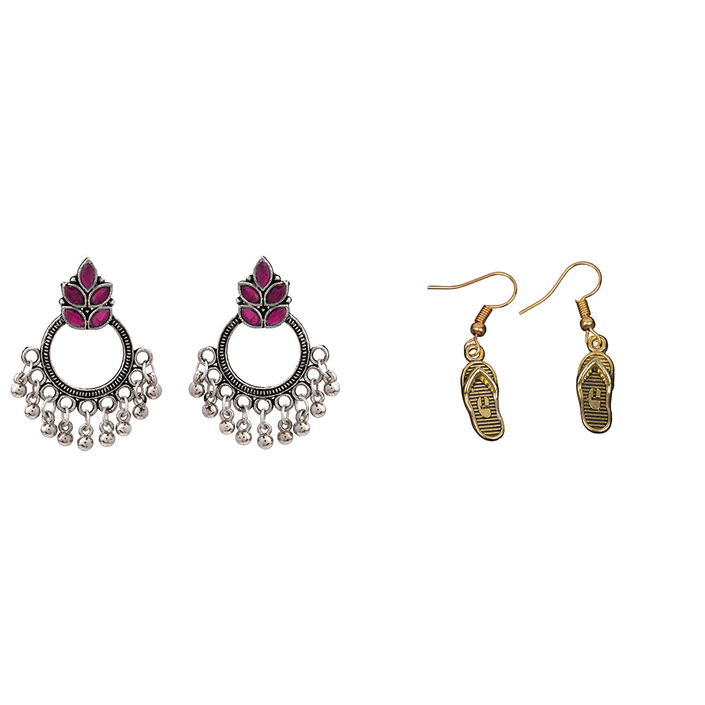 Fine Shine stud earrings (Red)&Sole-mate dangler earrings Combo set