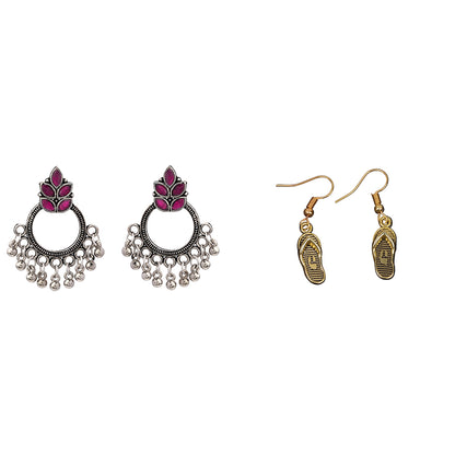 Fine Shine stud earrings (Red)&Sole-mate dangler earrings Combo set