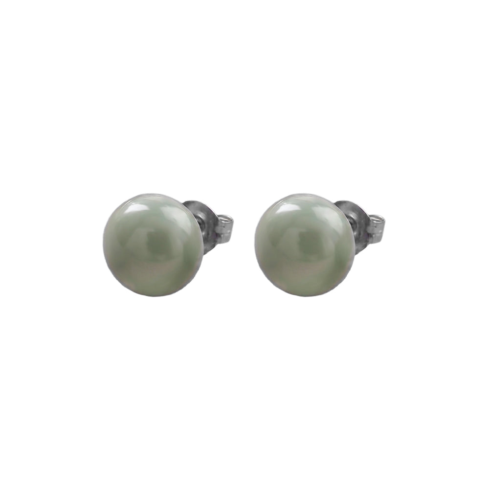 Glossy Dome Stud Earrings (Green)