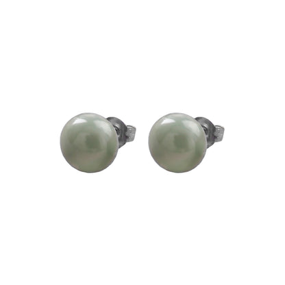 Glossy Dome Stud Earrings (Green)