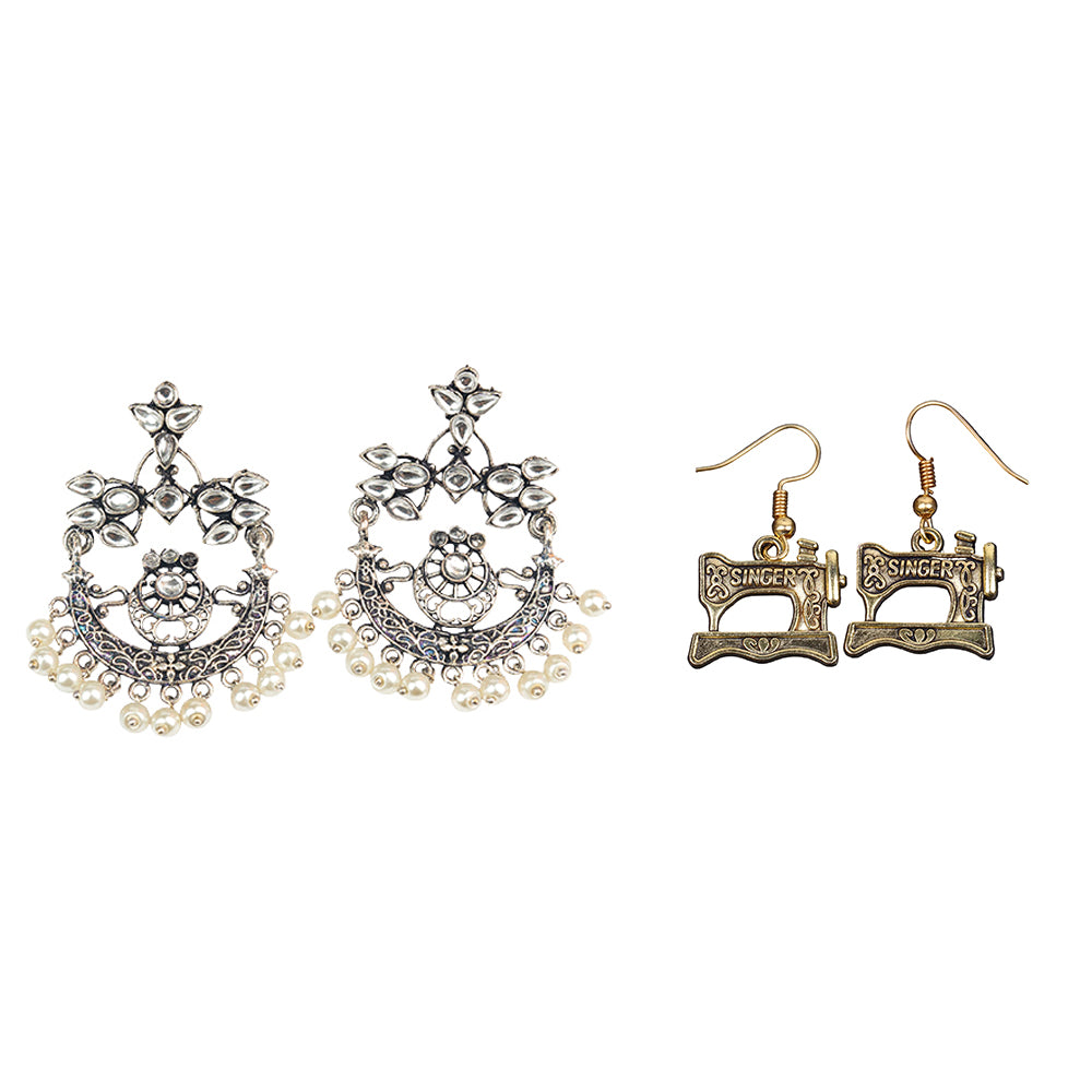 Carved Charm Dangler earrings &  Taylor dangler earrings Combo set for Women and Girl