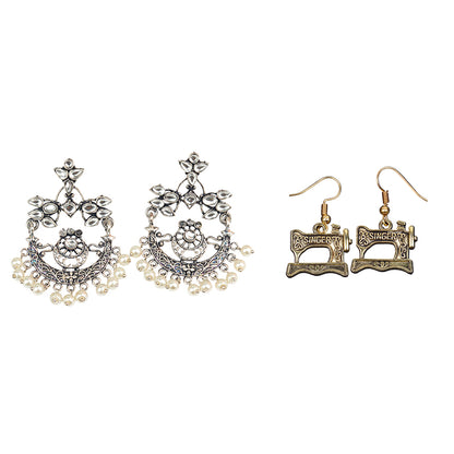 Carved Charm Dangler earrings &  Taylor dangler earrings Combo set for Women and Girl