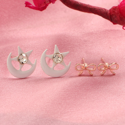 Bow in Bloom- Combo stud earrings