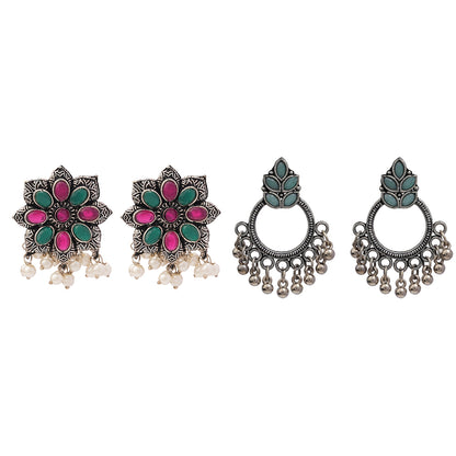 Jugni vibrant stud earrings (Multicolored)&Fine Shine stud earrings (Mint) Combo set