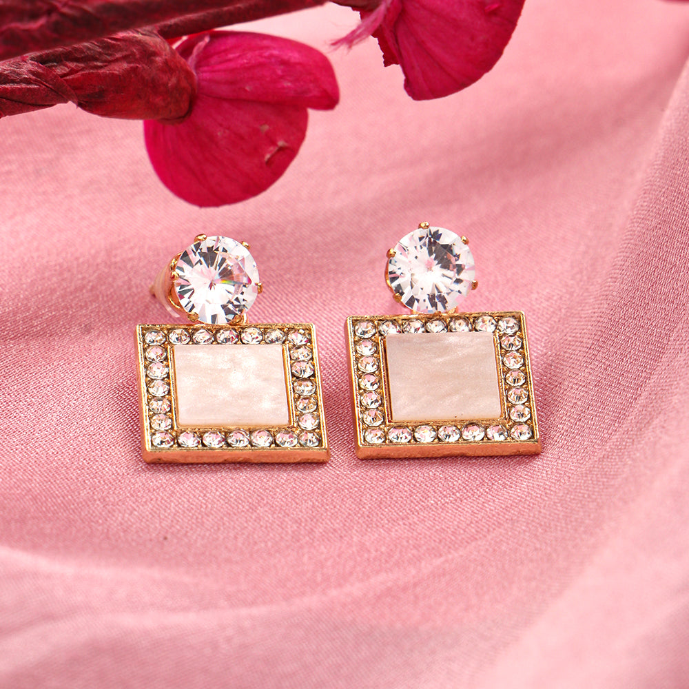 Sparkle frame- Stone studded dangler earrings