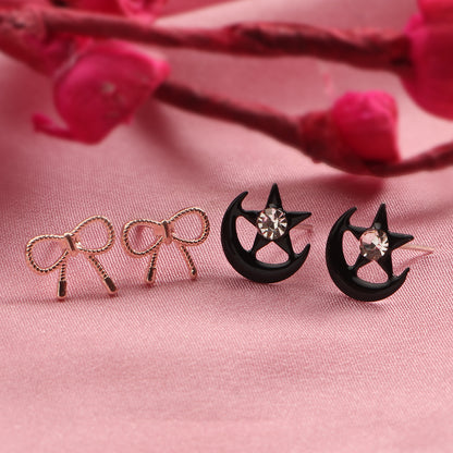 Knot & Petal- Combo stud earrings