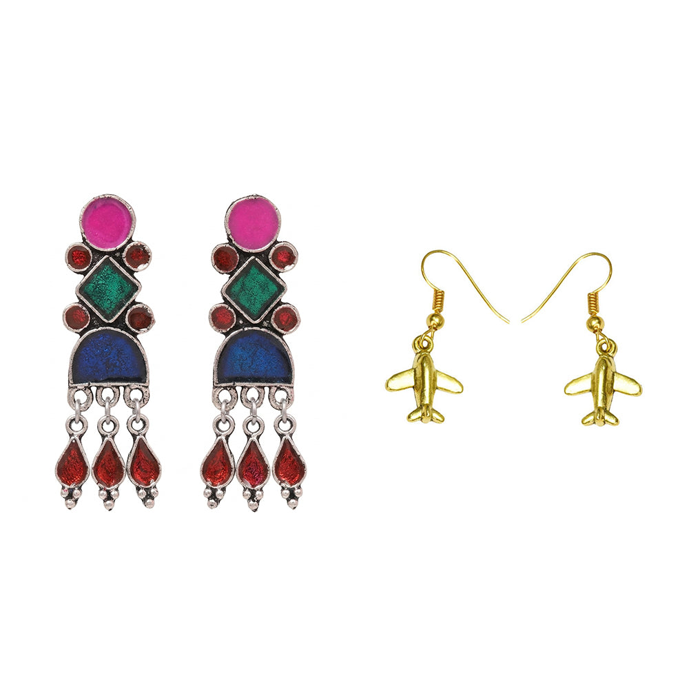 Rainbow rhine dangler earrings (Multicolored)&Sky High dangler earrings Combo set