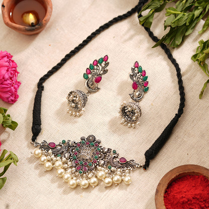 Rustic spark pearl rope neckpiece (Multicolored)