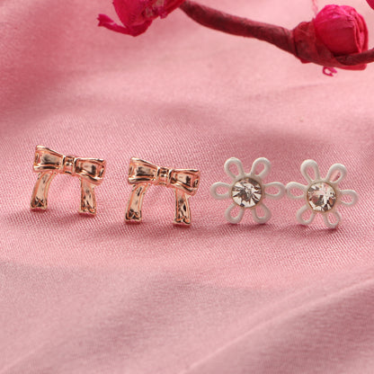 Bloom & Bow- Combo stud earrings