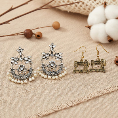 Carved Charm Dangler earrings &  Taylor dangler earrings Combo set for Women and Girl