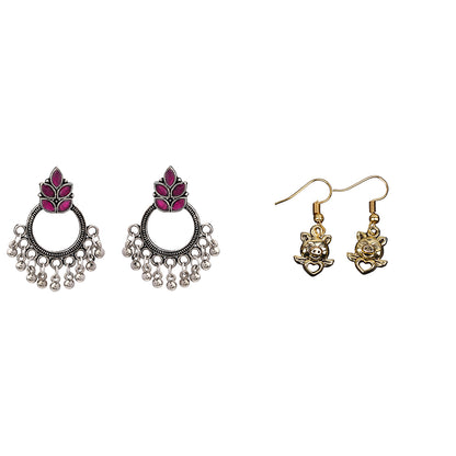 Fine Shine stud earrings (Red)&Persian Glory dangler earrings Combo set