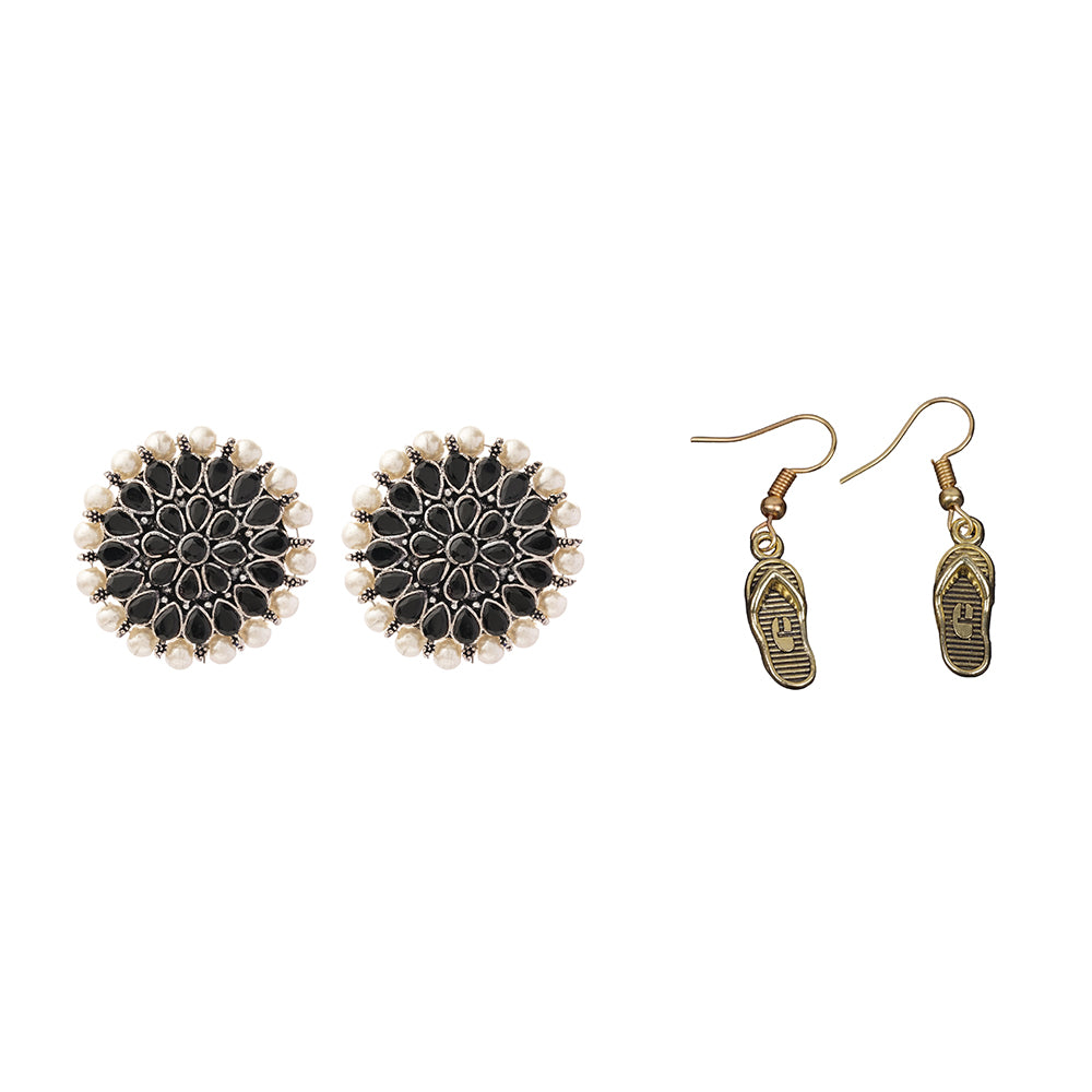 Carved Charm Dangler earrings &  Sole-mate dangler earrings Combo set