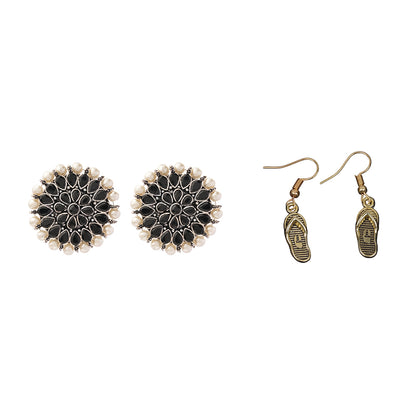 Carved Charm Dangler earrings &  Sole-mate dangler earrings Combo set