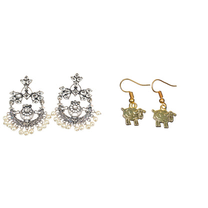 Carved Charm Dangler earrings & Ba Ba dangler earrings Combo set