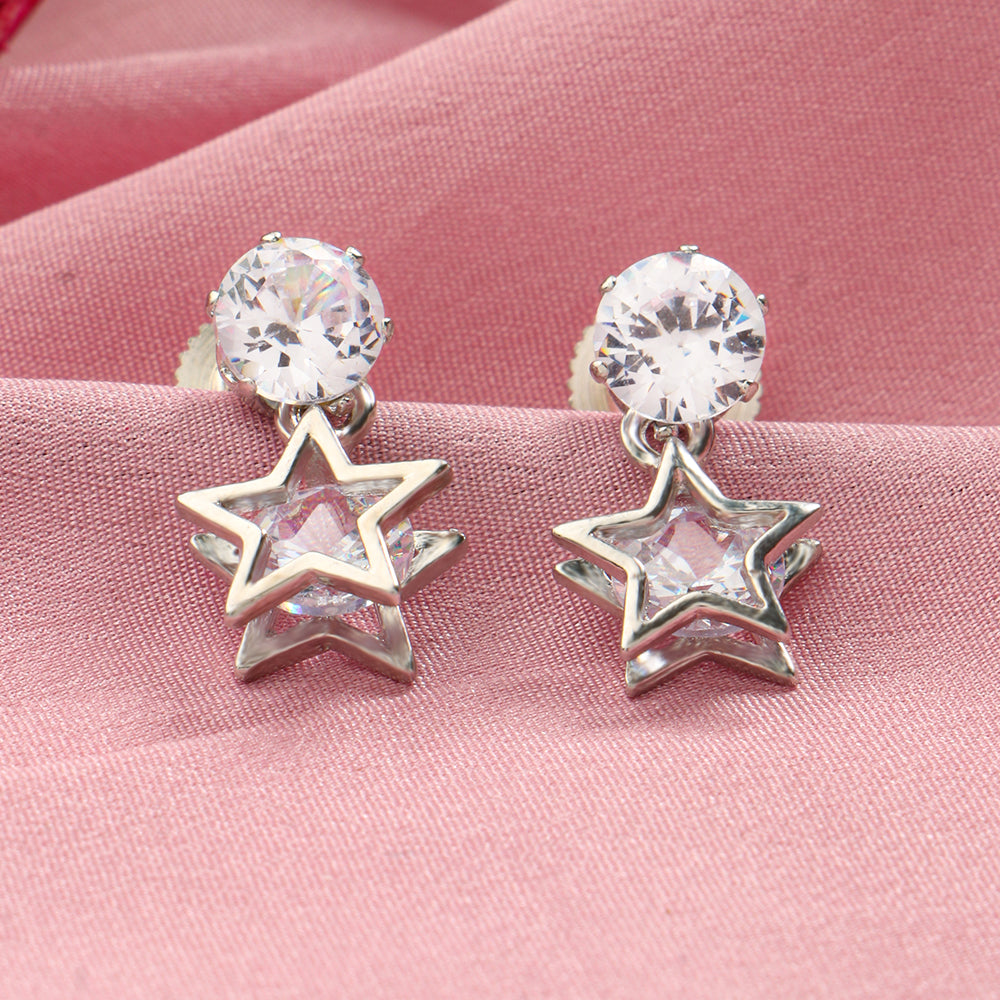 Moon Star- Stone studded dangler earrings