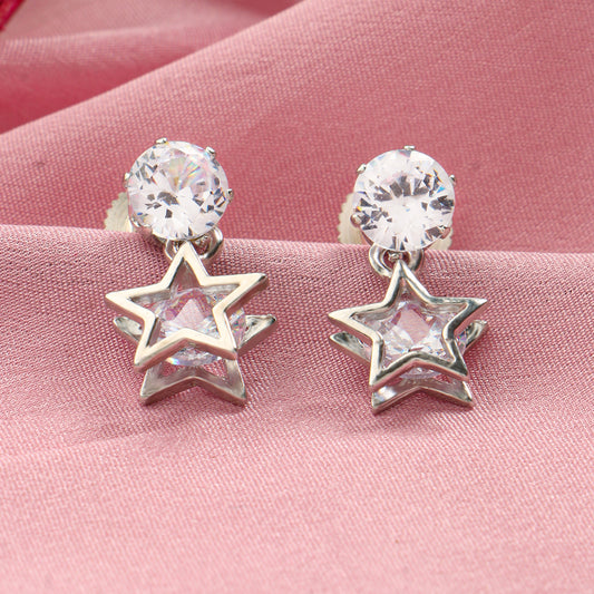 Moon Star- Stone studded dangler earrings