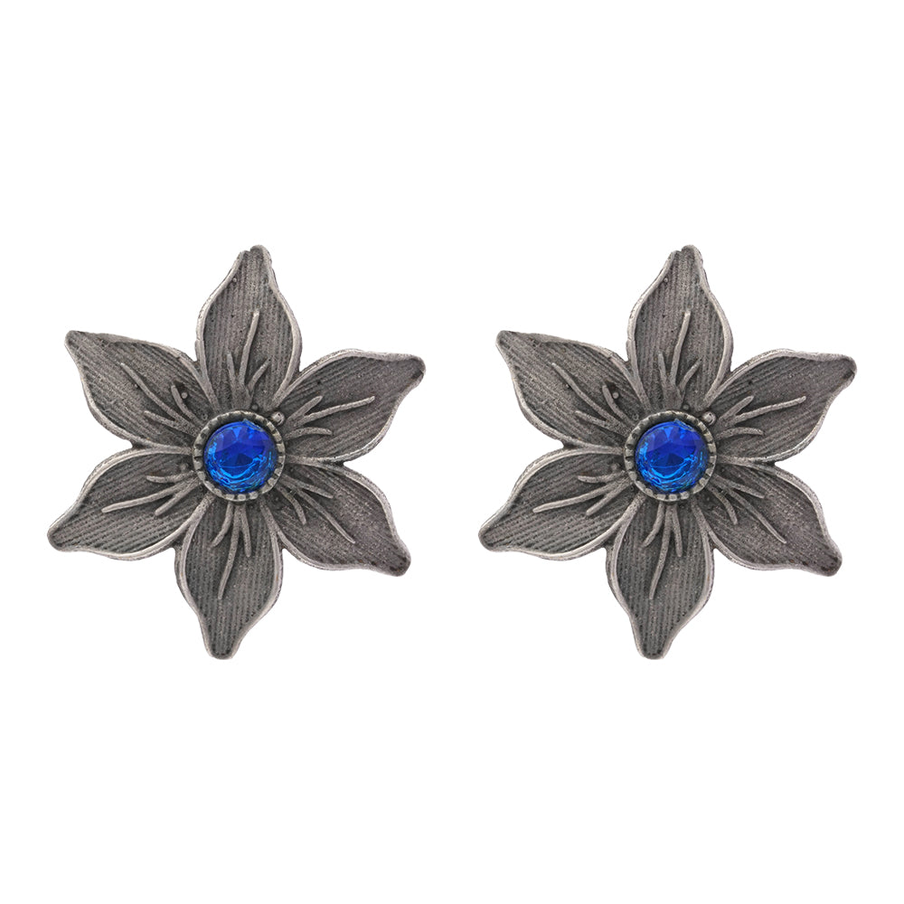 Minima-lily stud earrings (Blue)