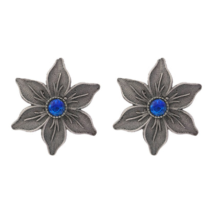 Minima-lily stud earrings (Blue)