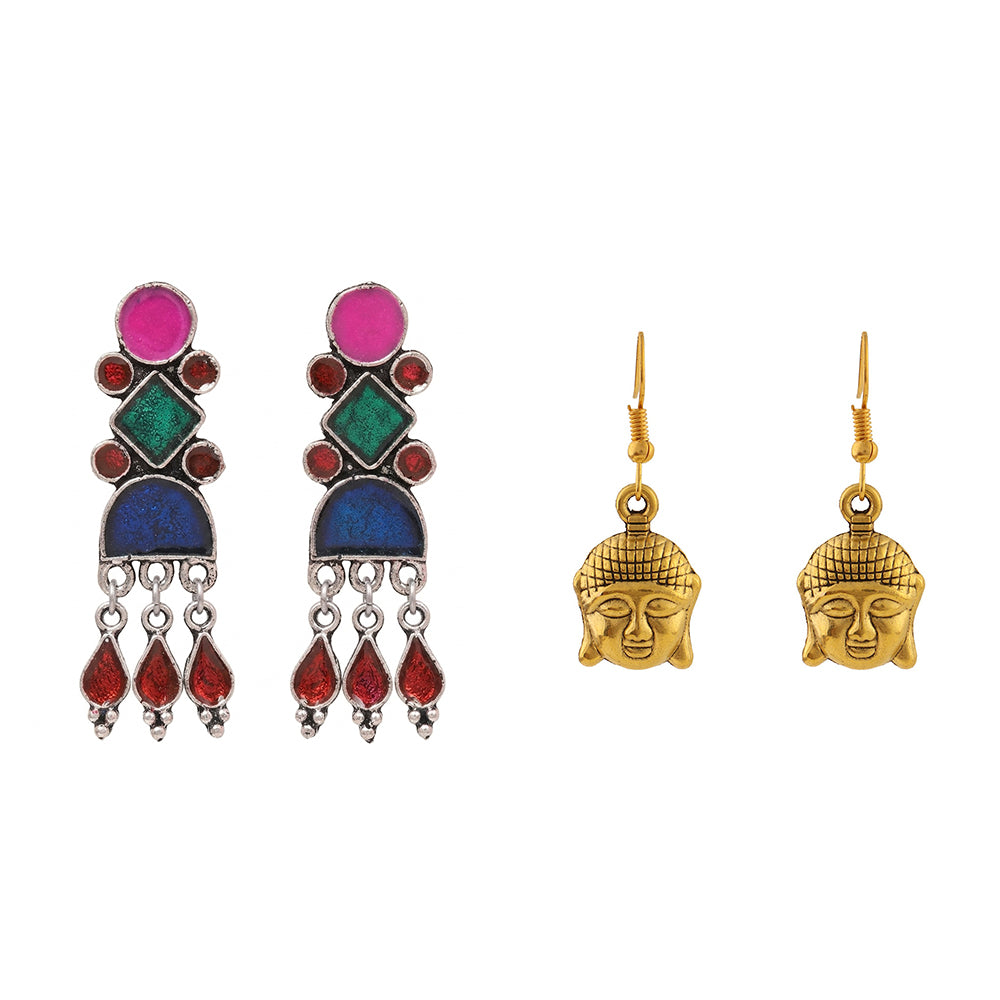 Rainbow rhine dangler earrings (Multicolored)&Devine aura dangler earrings Combo set