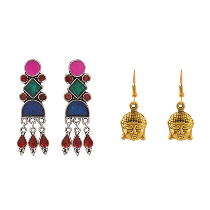 Rainbow rhine dangler earrings (Multicolored)&Devine aura dangler earrings Combo set